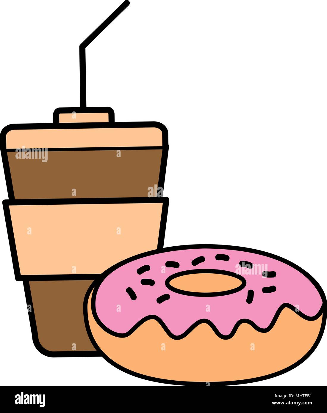 coffee plastic cup with donut Stock Vector Image & Art - Alamy