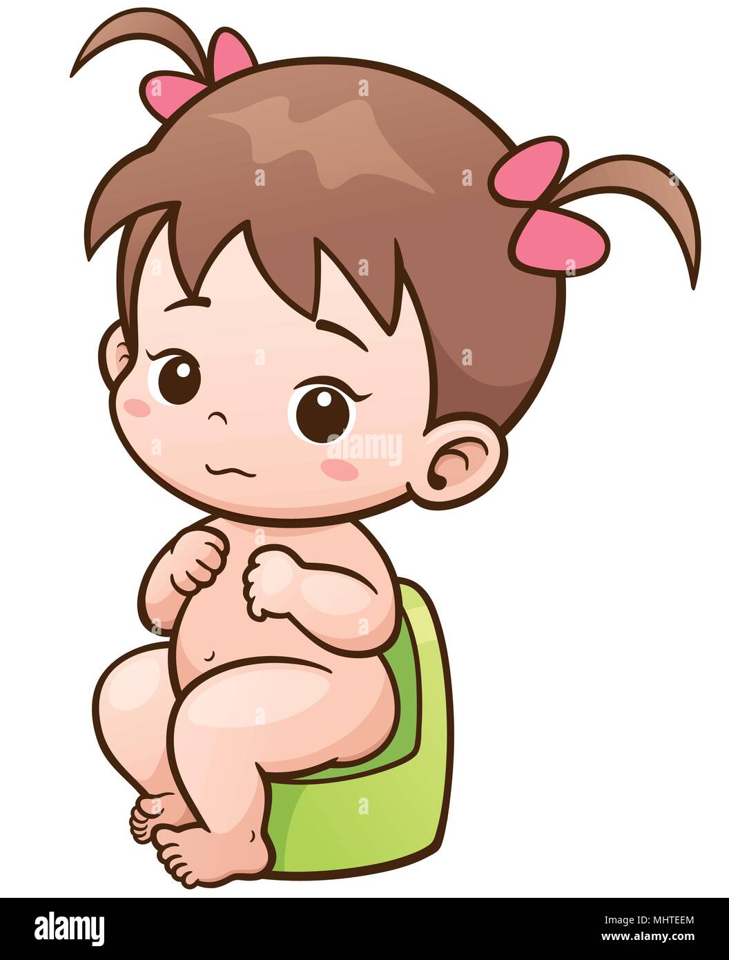 Vector Illustration of Cartoon Cute Baby sitting on potty Stock Vector ...
