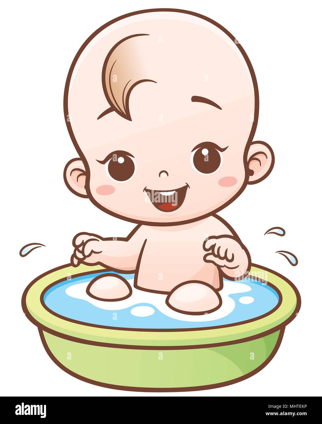 Vector Illustration of Cartoon Cute Baby take a bath Stock Vector ...