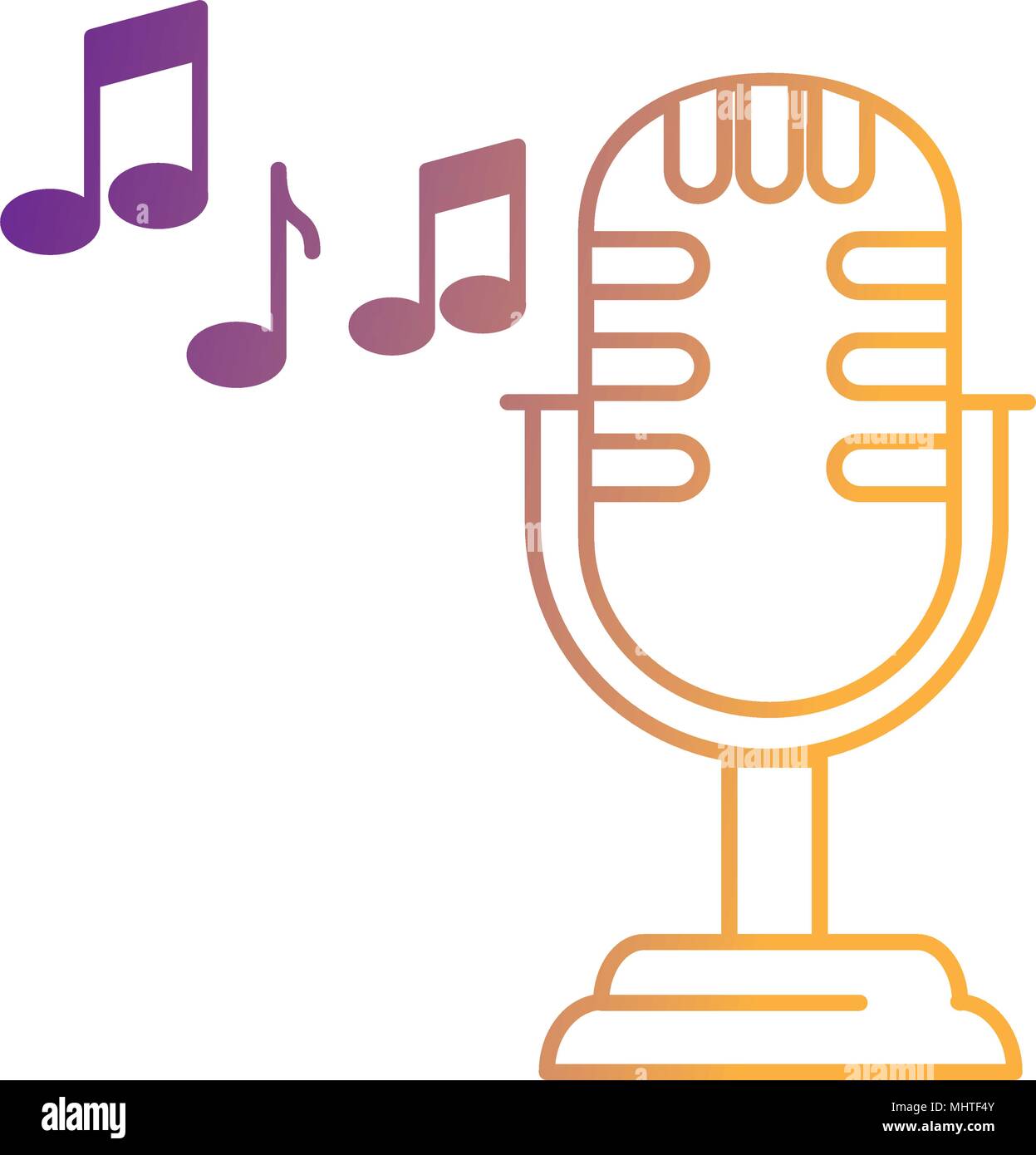 retro microphone with musical notes Stock Vector Image & Art Alamy