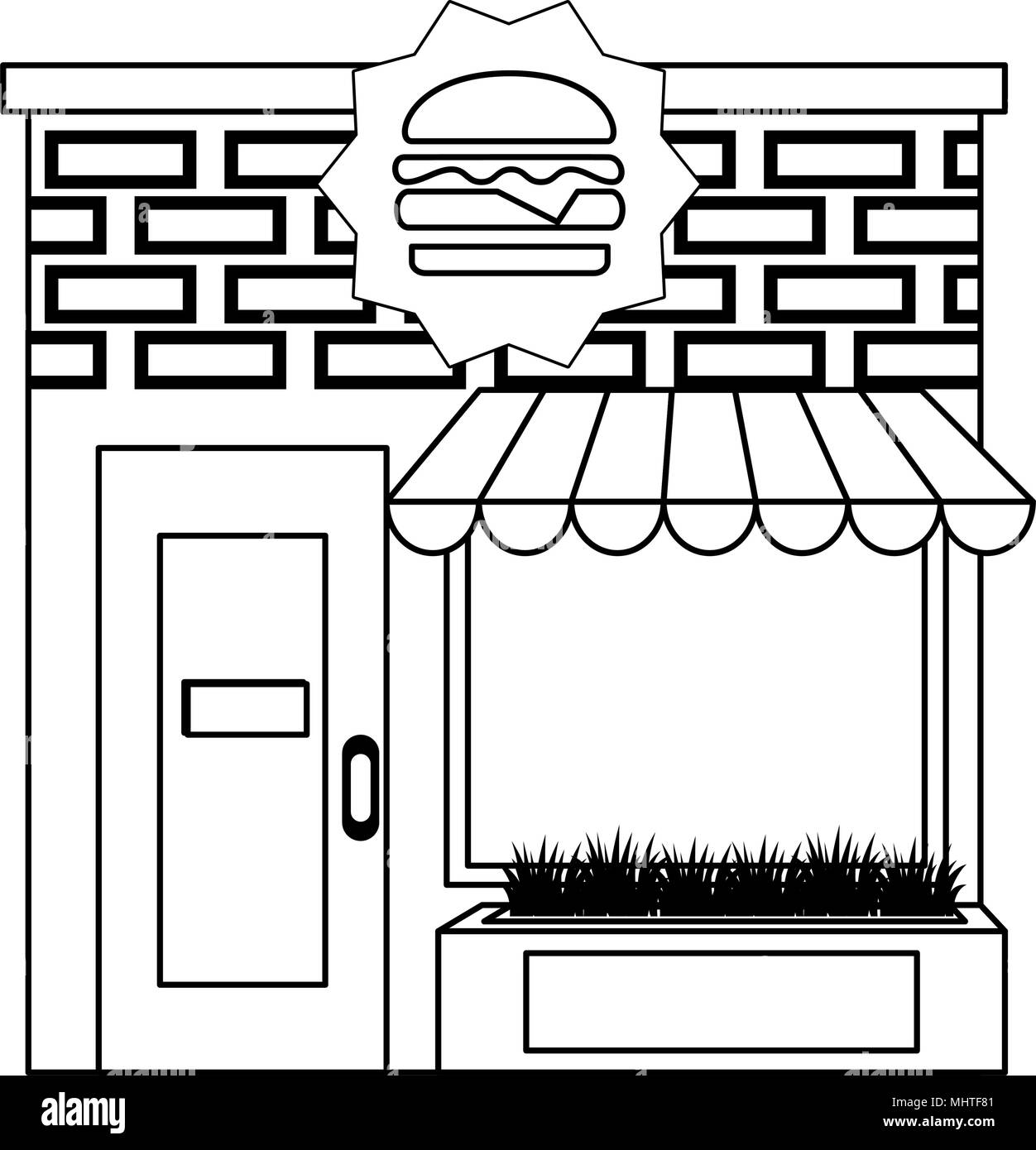 Restaurant Building Clipart Black And White