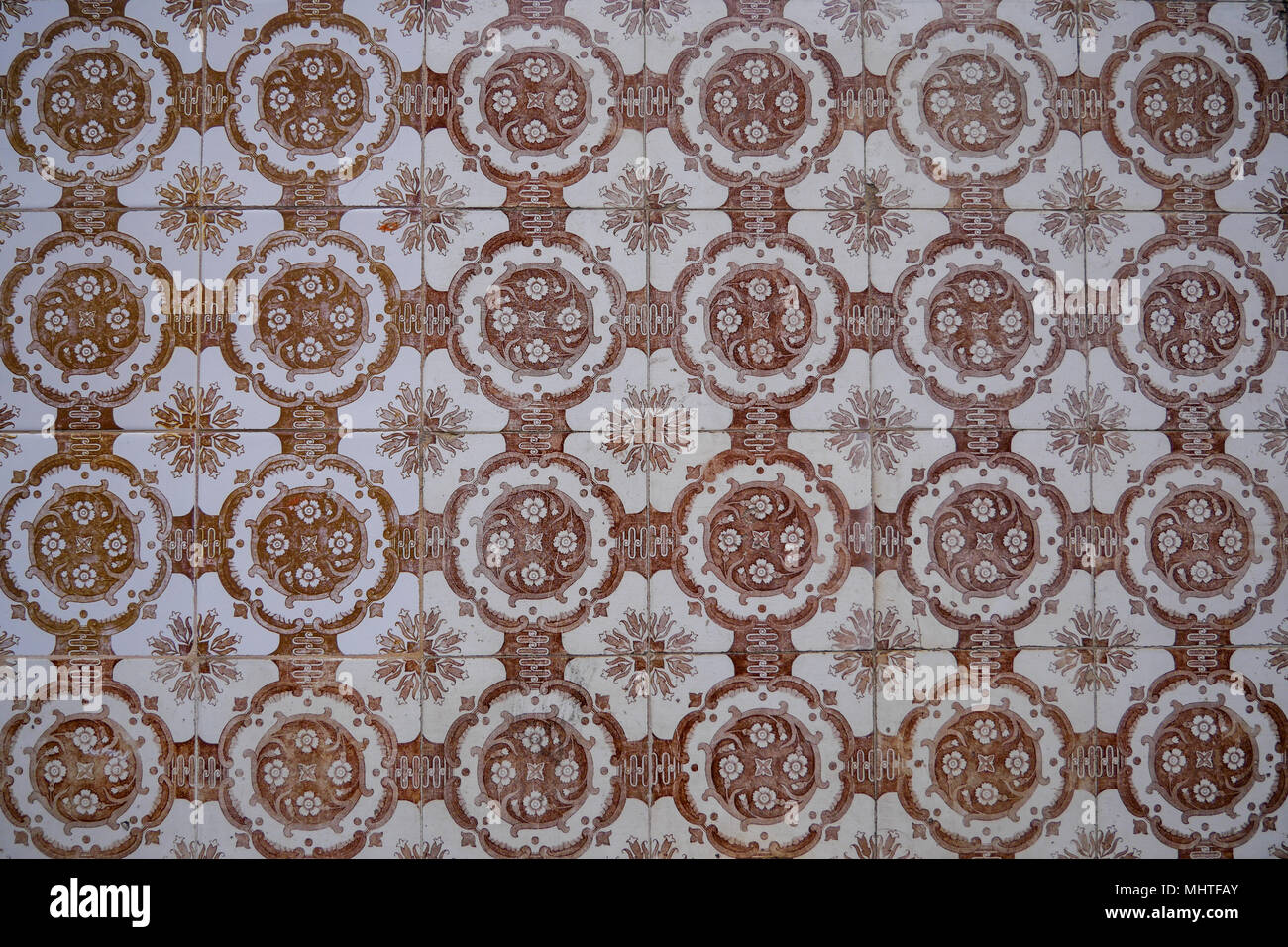 Azulejos, Portuguese enamaled tiles, Lisbon, Portugal Stock Photo