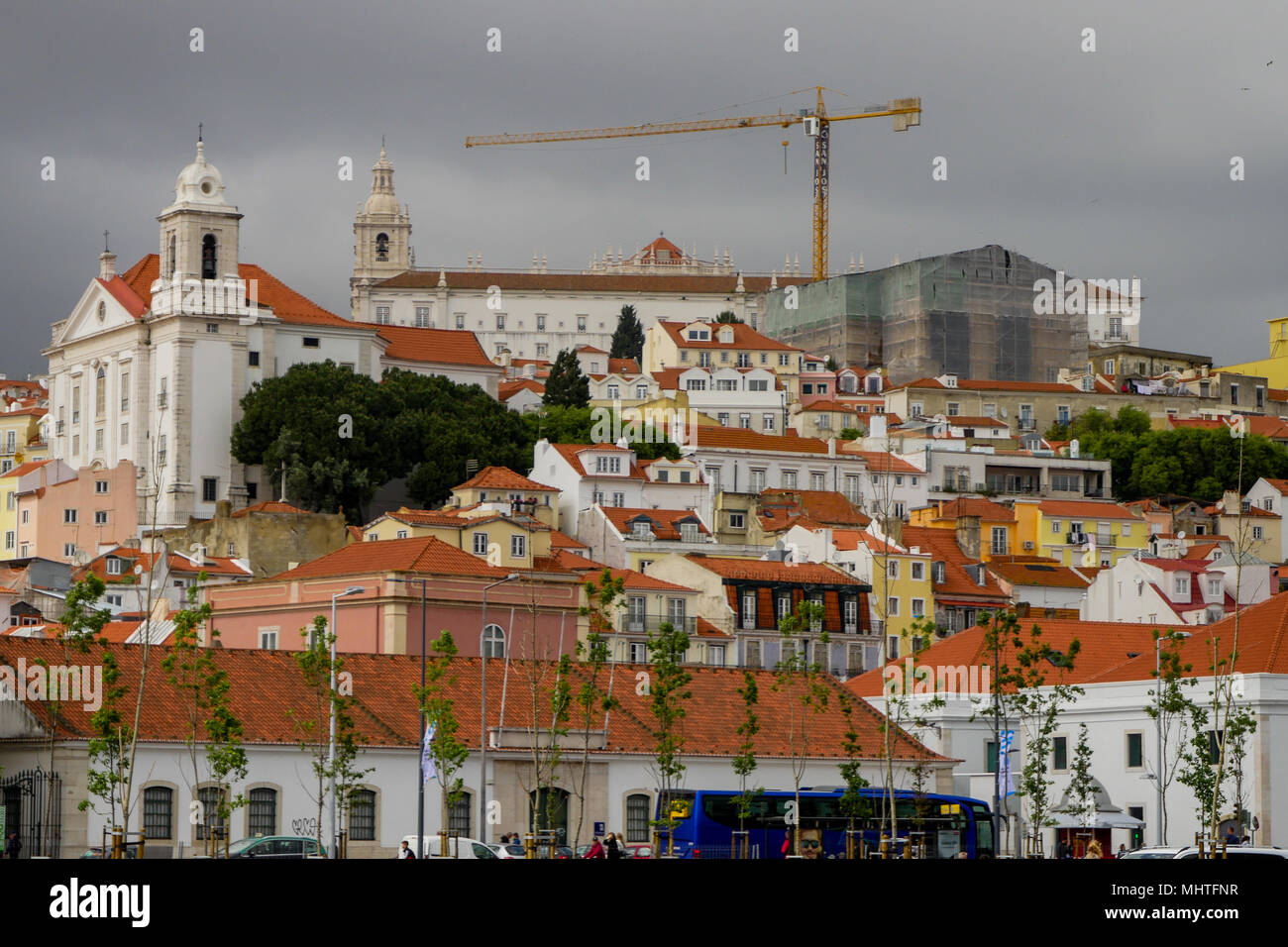 Alfama district seen from Terreiro do Paço Sea station, Alfama district Lisbon, Portugal Stock Photo