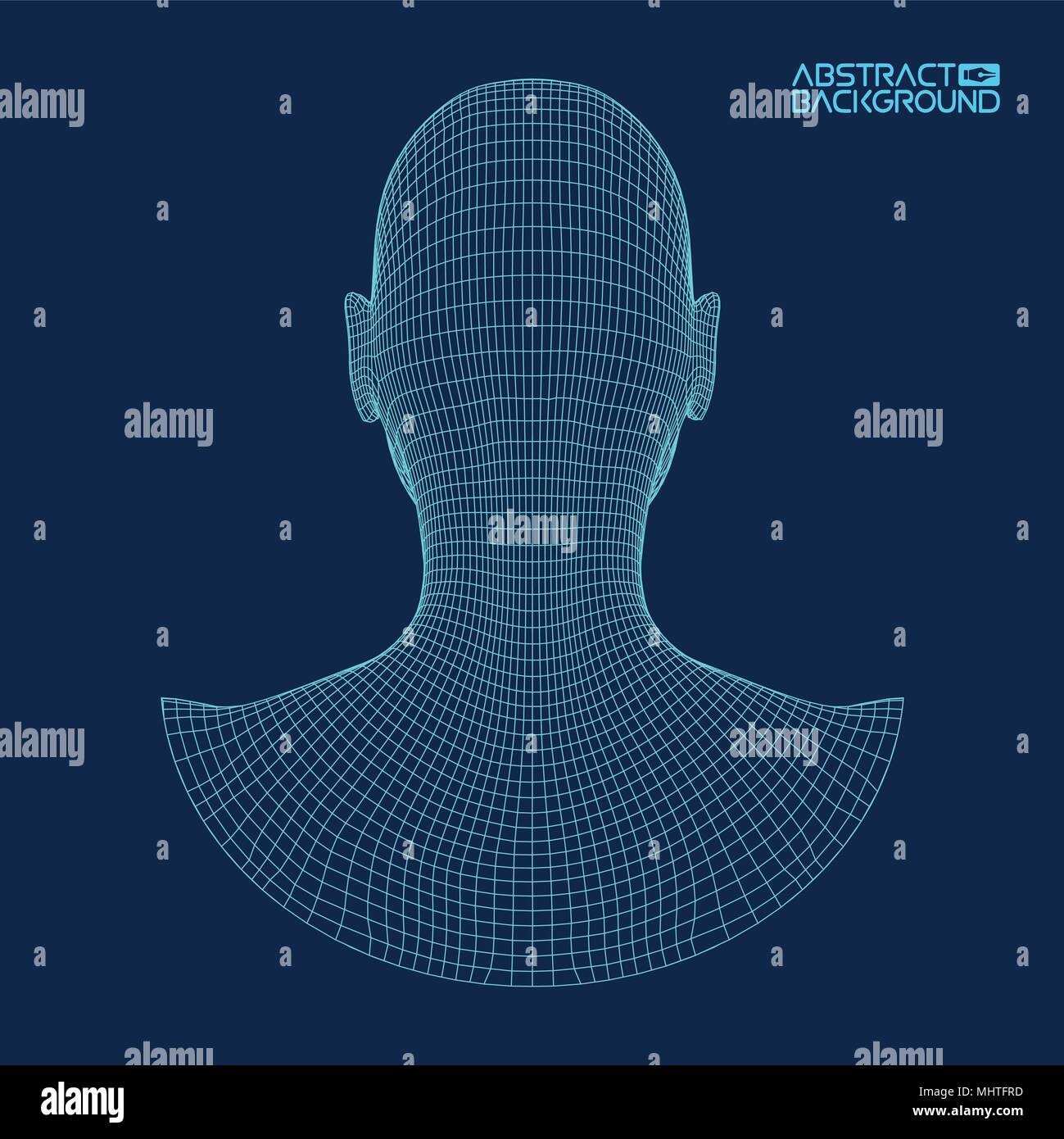 Ai digital brain. Artificial intelligence concept. Human head in robot ...