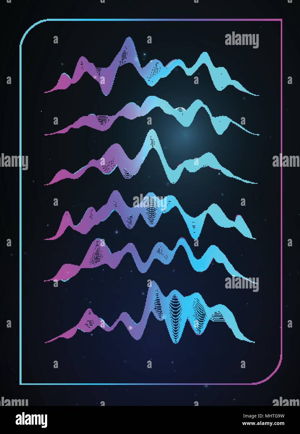 Sound wave vector . Vector music voice vibration, song waveform digital spectrum, audio pulse and waveform frequency equalizer. Stock Vector