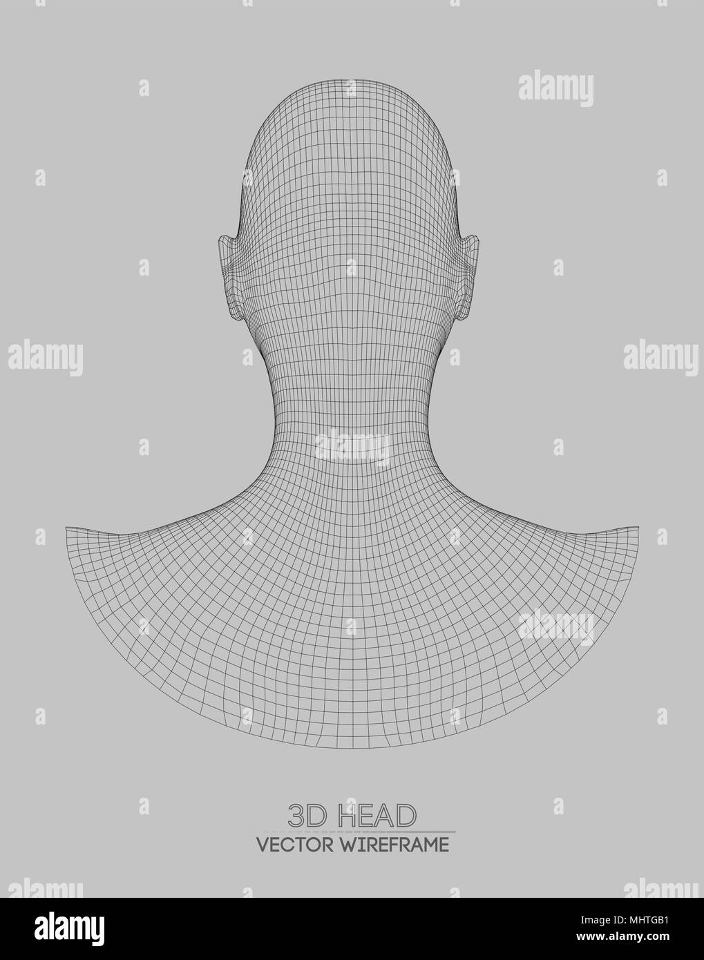 3d head wireframe vector. Drawing of wireframe head 3d model. Vector