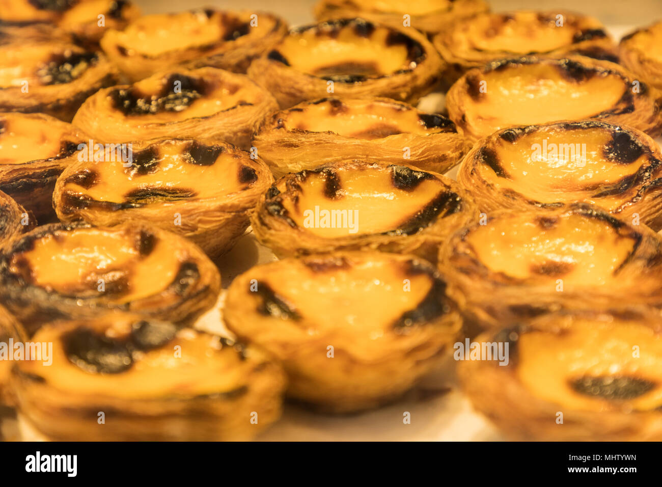 Portuguese Custard Tarts, called "Pastel de Nata or de Belem" Stock Photo