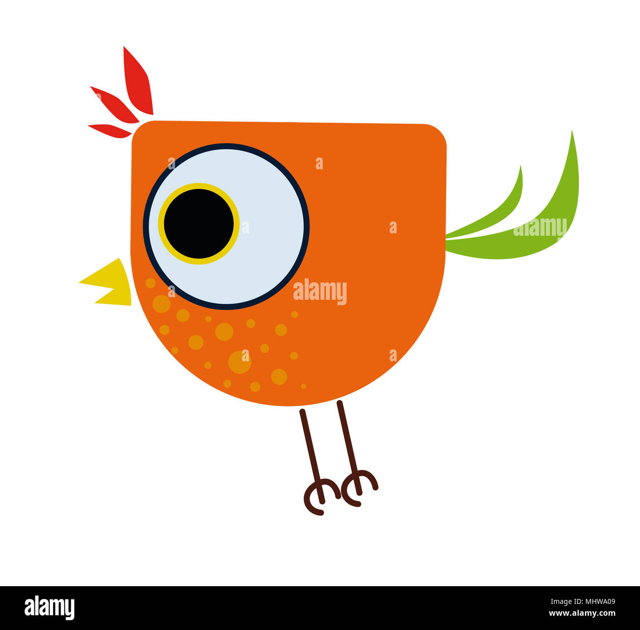 little colorful and joyful cartoon bird illustration Stock Photo - Alamy