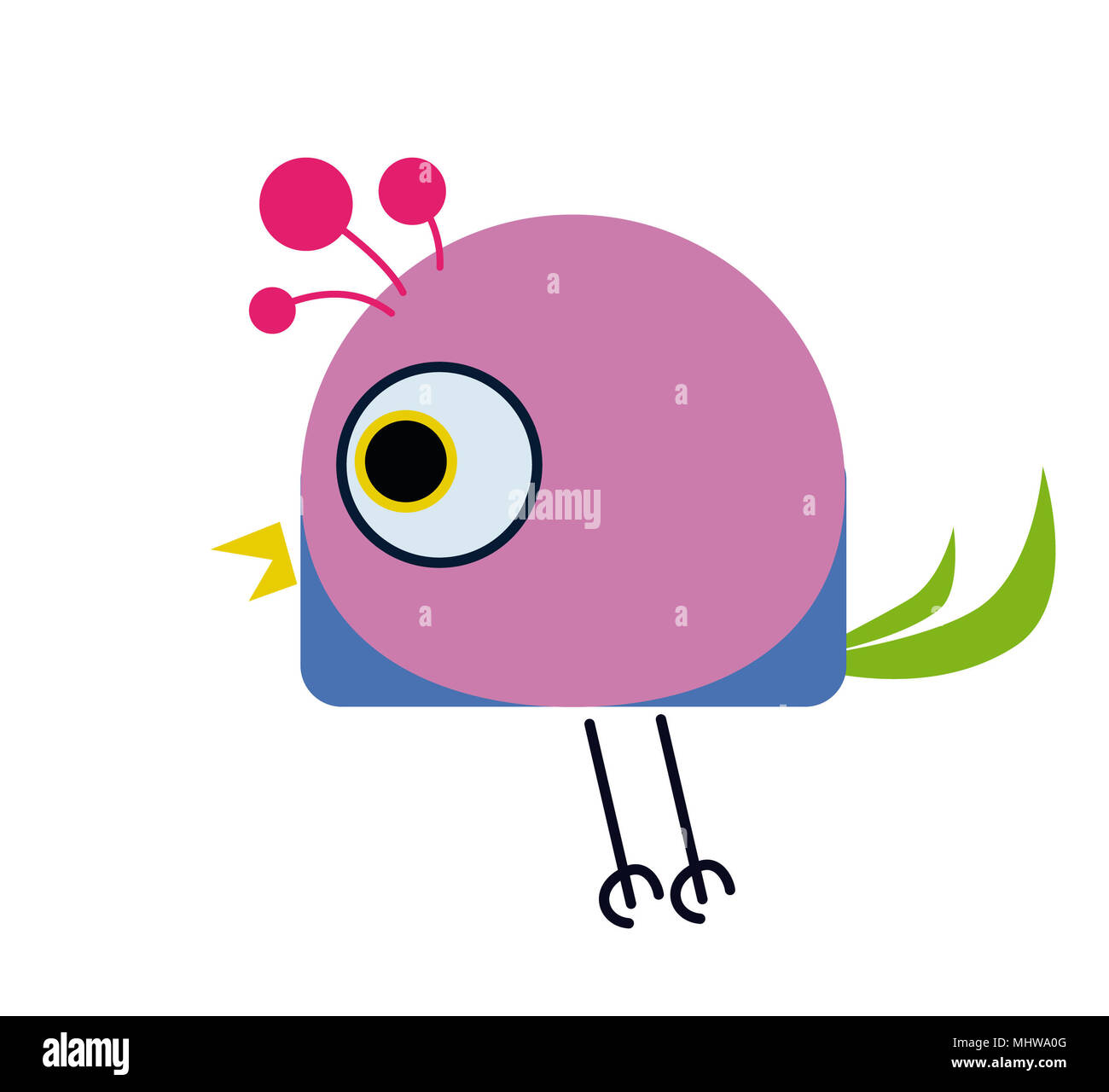 little colorful and joyful cartoon bird illustration Stock Photo - Alamy