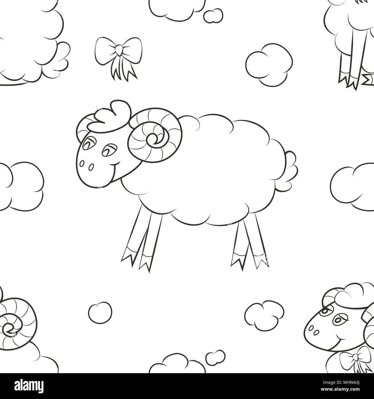 Fuzzy sheep flying in the clouds Stock Vector