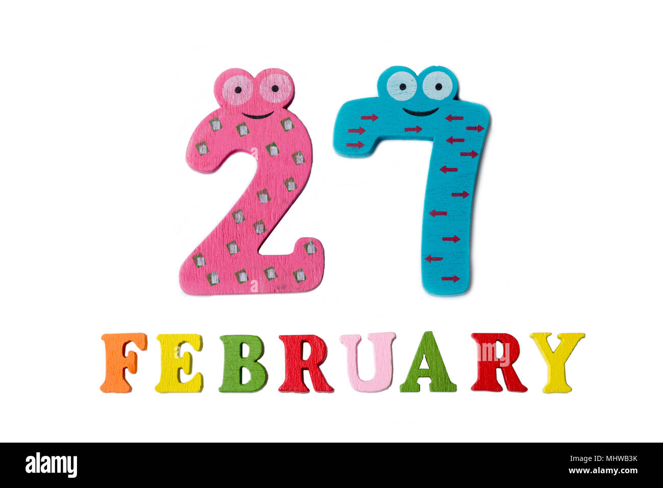 February 27 on white background, numbers and letters. Calendar Stock ...