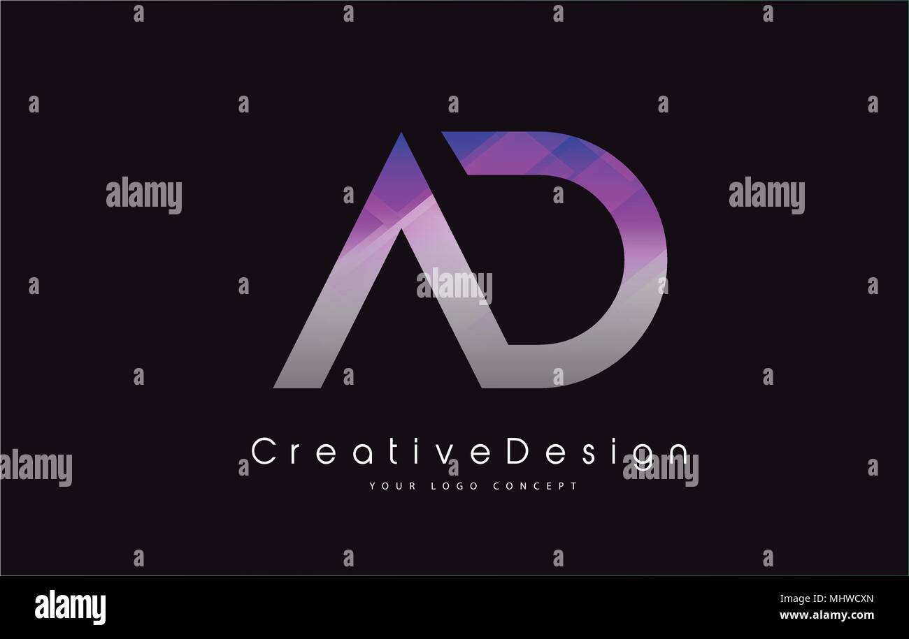 AD Letter Logo Design in Purple Texture Colors. Creative Modern Letters ...