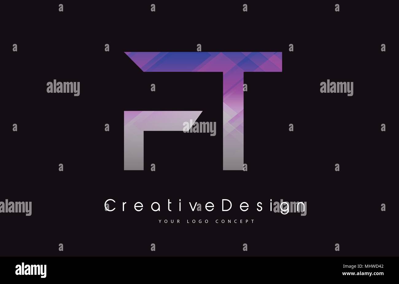 FT Letter Logo Design in Purple Texture Colors. Creative Modern Letters ...