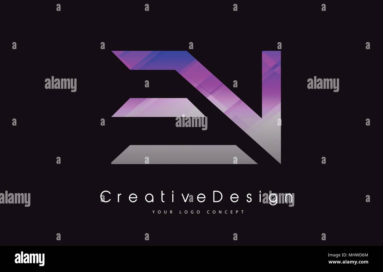 EN Letter Logo Design in Purple Texture Colors. Creative Modern Letters ...