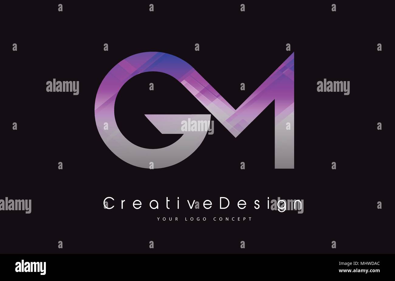 GM Letter Logo Design in Purple Texture Colors. Creative Modern Letters ...