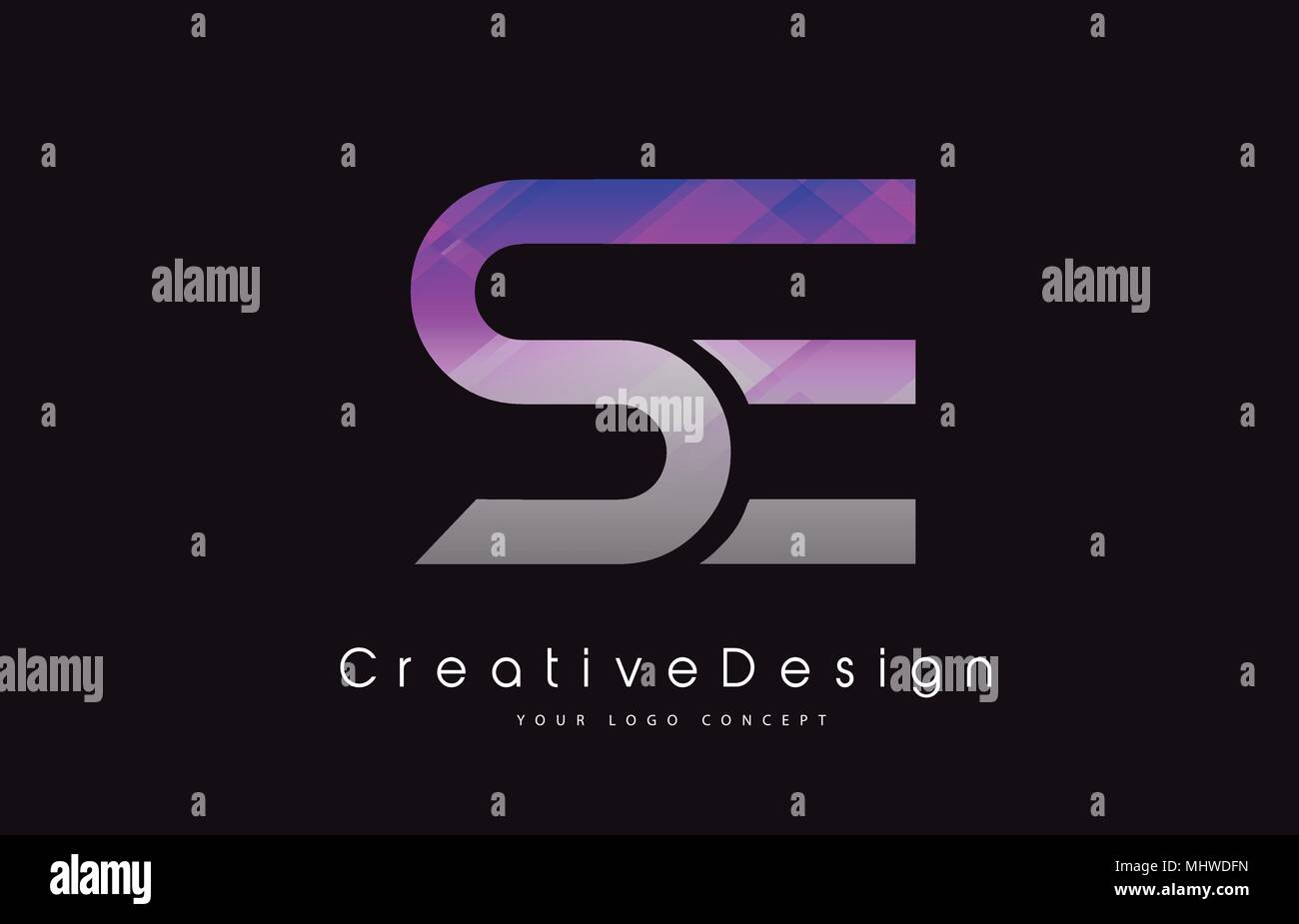 SE Letter Logo Design in Purple Texture Colors. Creative Modern Letters ...