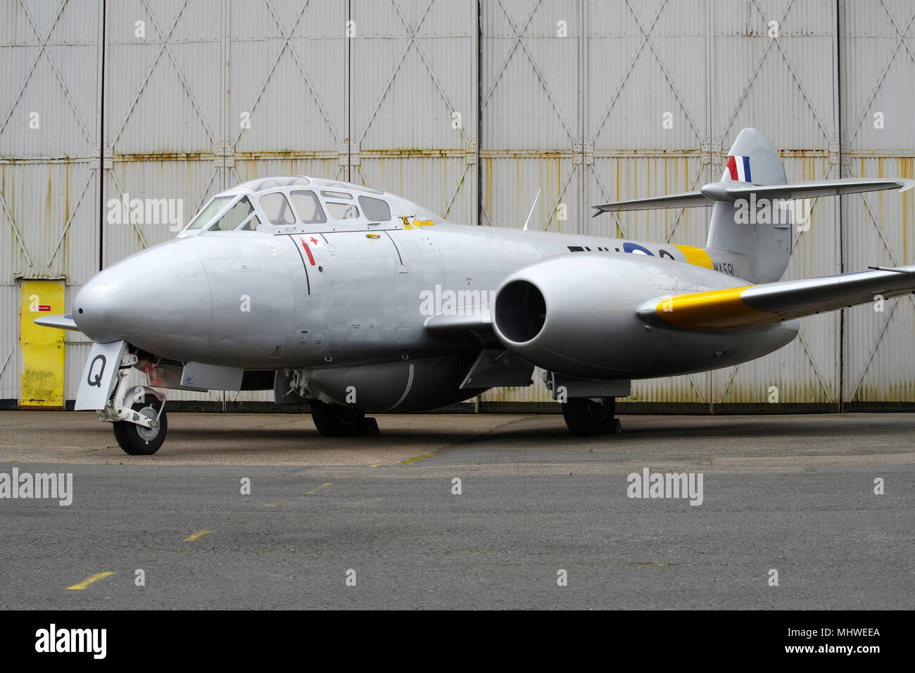 Gloster Meteor T7 WA591, G-BWMF, Coventry Airport, England, United Kingdom. Stock Photo