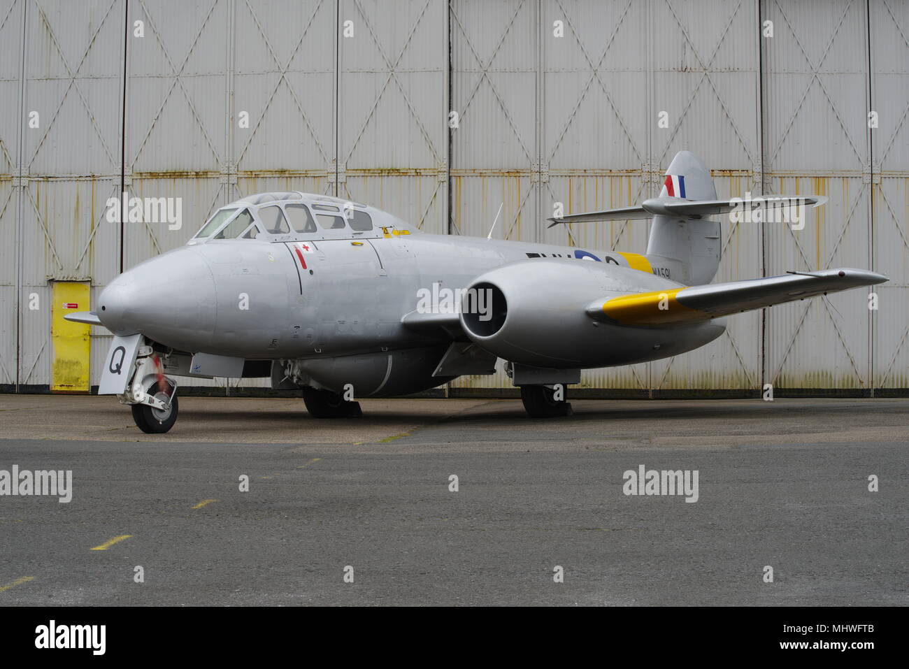 Gloster Meteor T7 WA591, G-BWMF, Coventry Airport, England, United Kingdom. Stock Photo