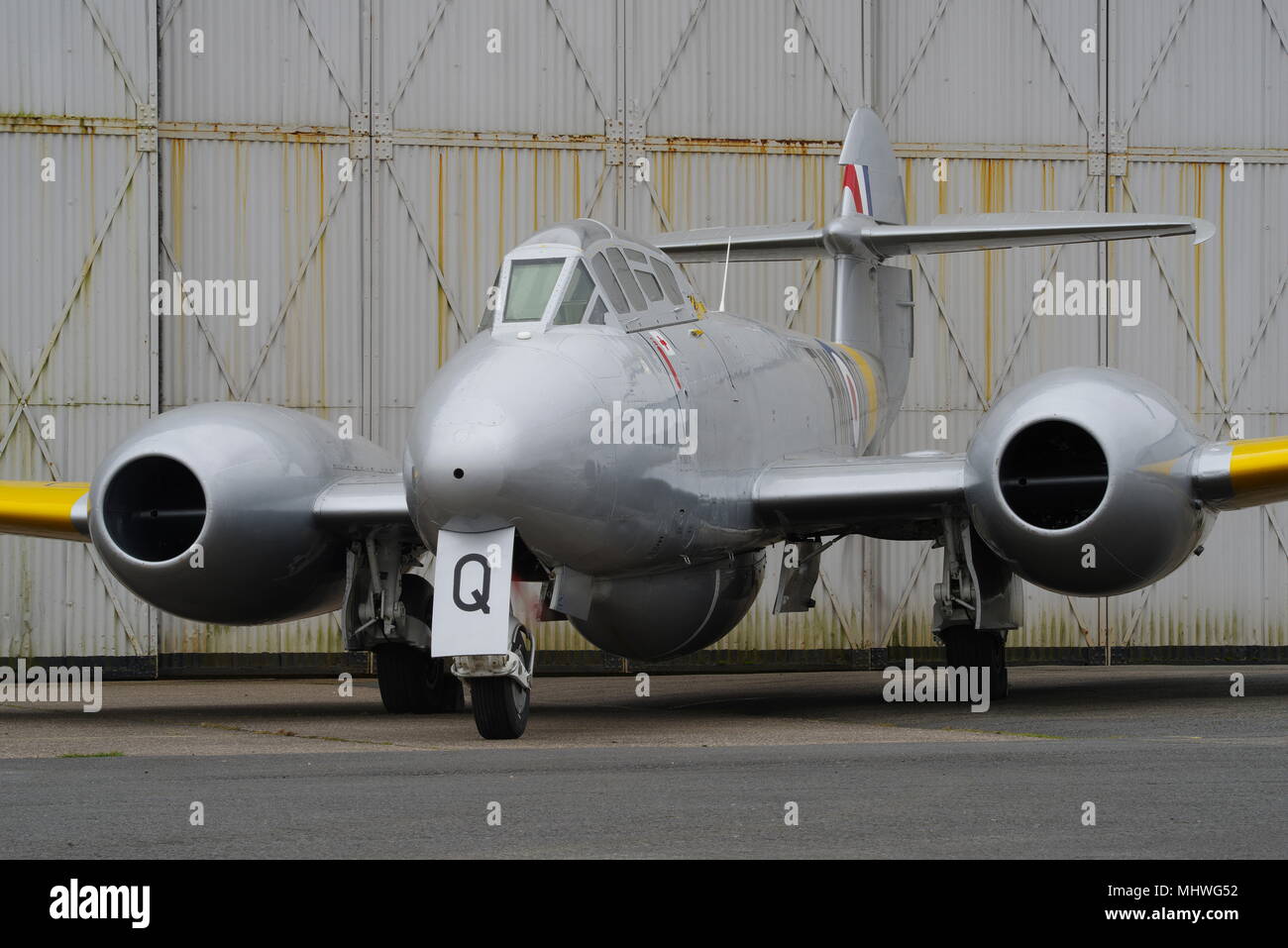 Gloster Meteor T7 WA591, G-BWMF, Coventry Airport, England, United Kingdom. Stock Photo