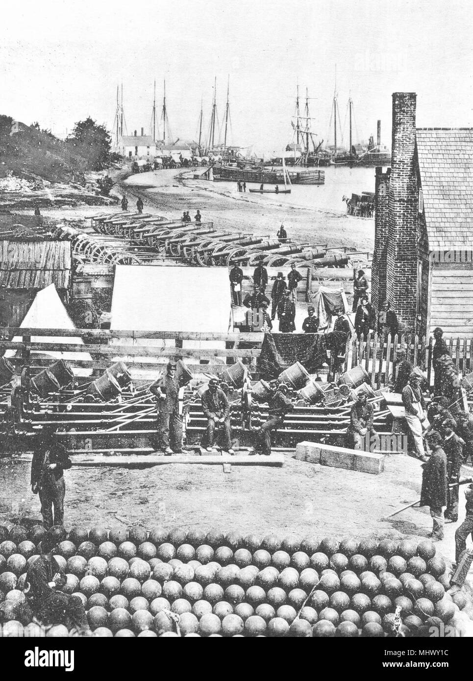 US CIVIL WAR. Munitions unloaded, Virginia 1935 old vintage print picture Stock Photo