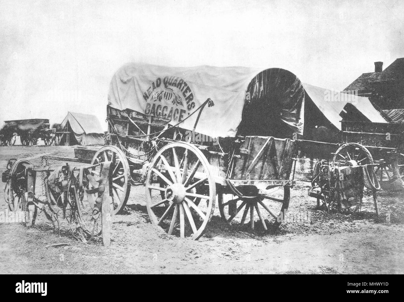 US CIVIL WAR. Headquarters baggage wagon & saddlery; 1860 1865. 1935