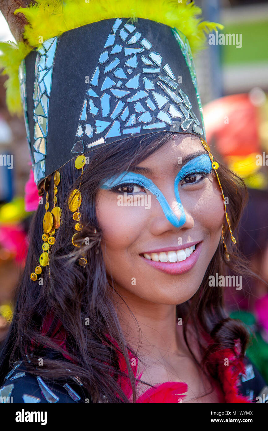 Portrait of a beautiful teenage Filipino girl at the annual  Multi-Cultural Celebration and Parade in Puerto Princesa, Palawan, Philippines. Stock Photo