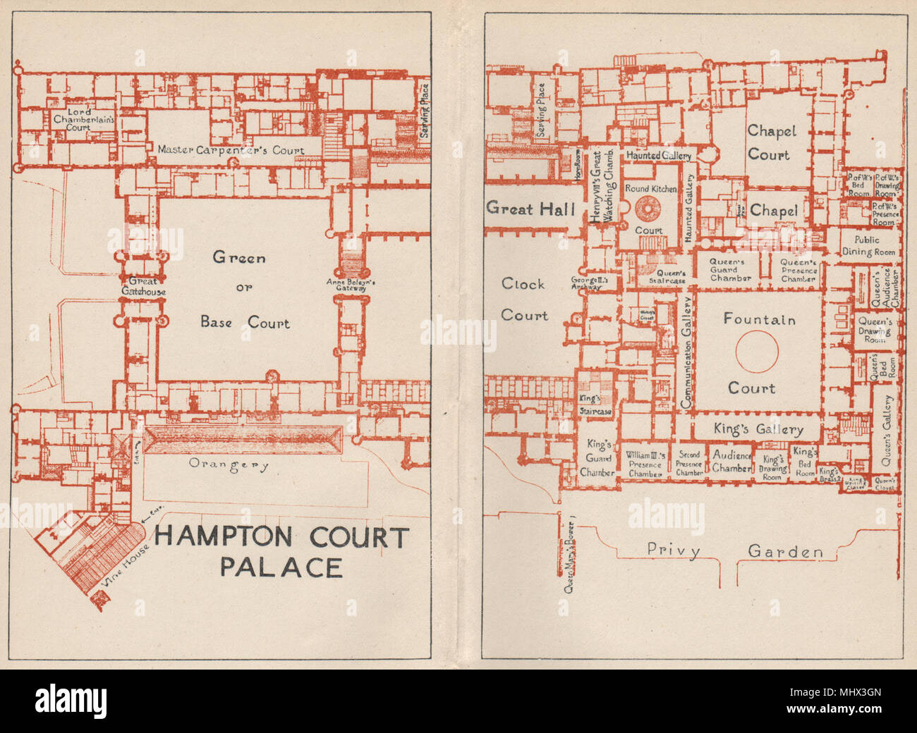 hampton court palace map Hampton Court Palace Vintage Map Plan London 1947 Old Vintage hampton court palace map