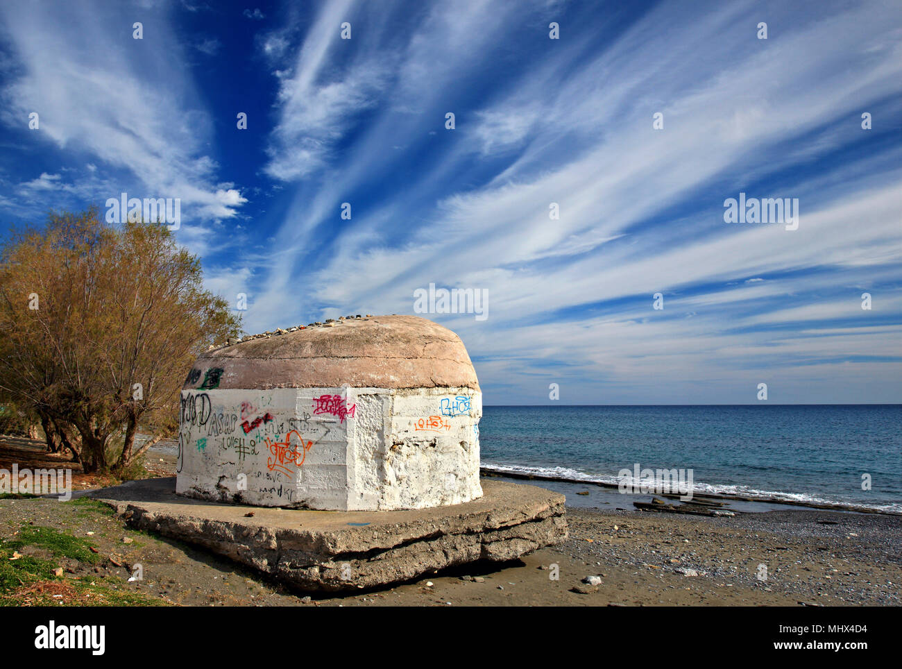 A World War II Nazi bunker at the beach of Ierapetra town, Lasithi, Crete, Greece. Stock Photo