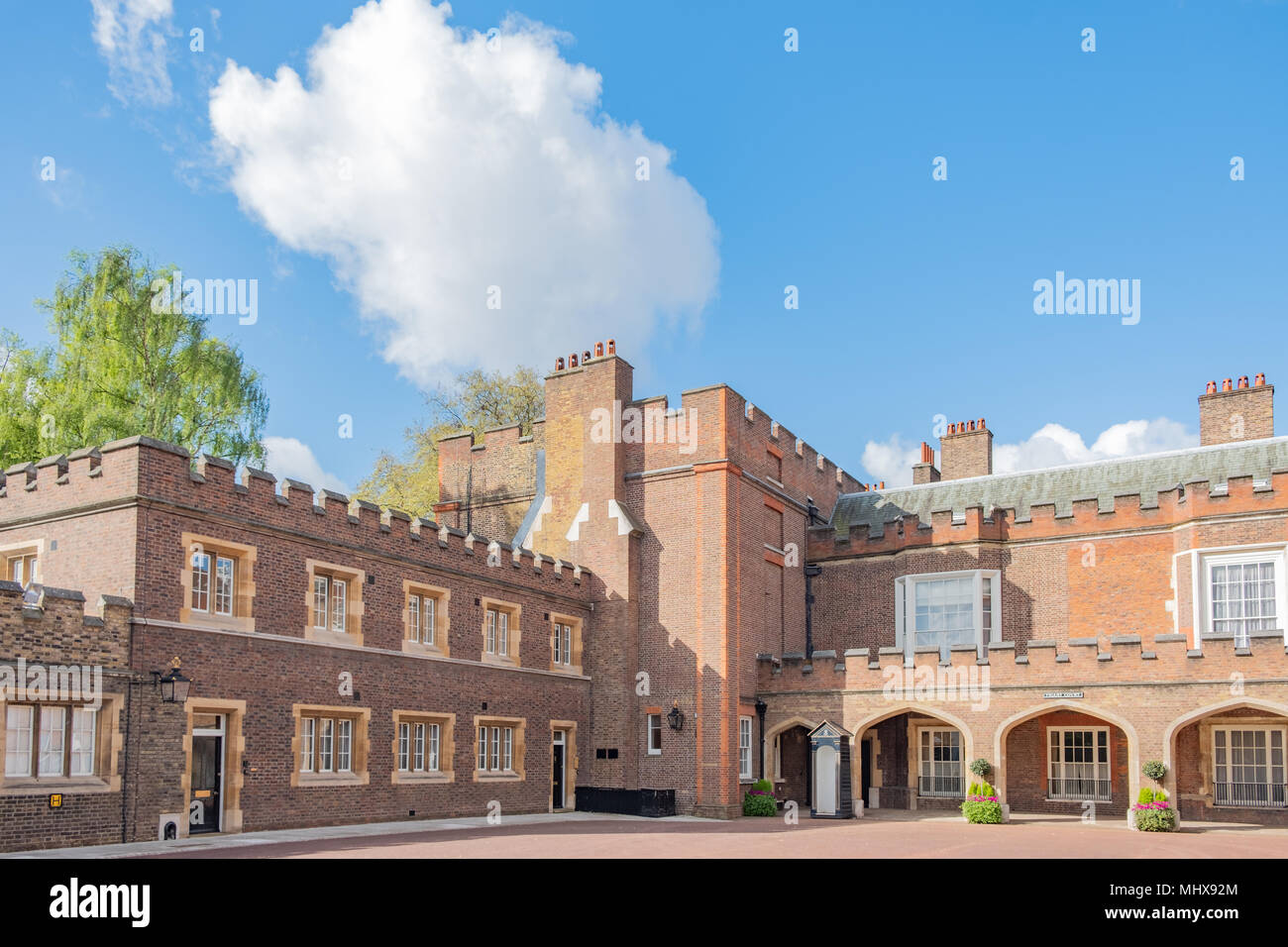 Photographed from the rear, St James Palace is the most senior Royal palace in the UK.  It is used as the ceremonial meeting place of the Accession Co Stock Photo