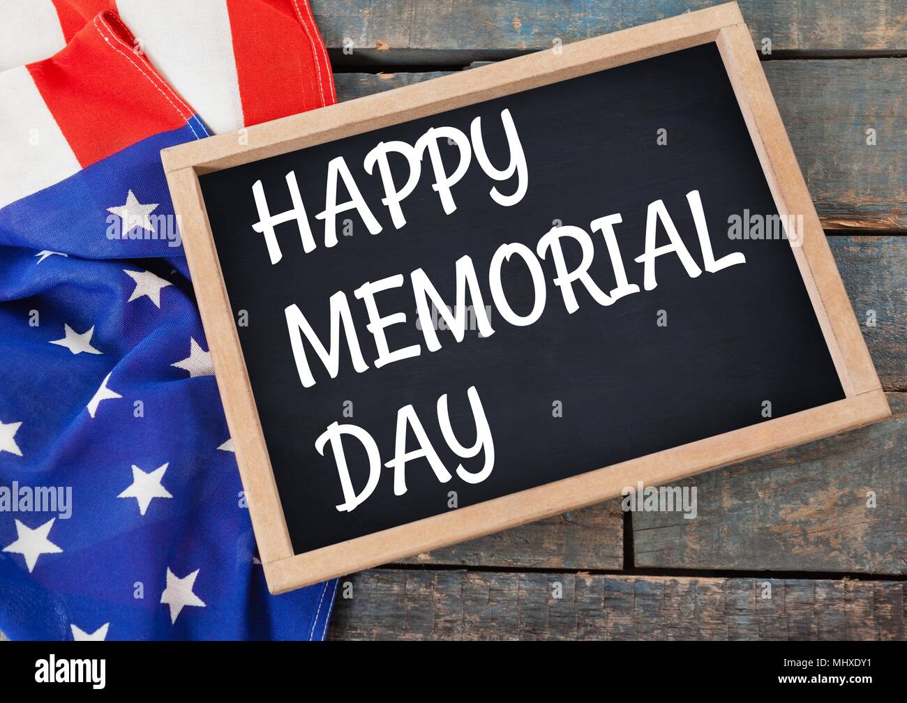 Memorial day text with USA flag Stock Photo - Alamy