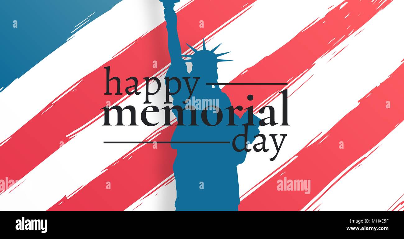 memorial day message with american flag and statue of liberty