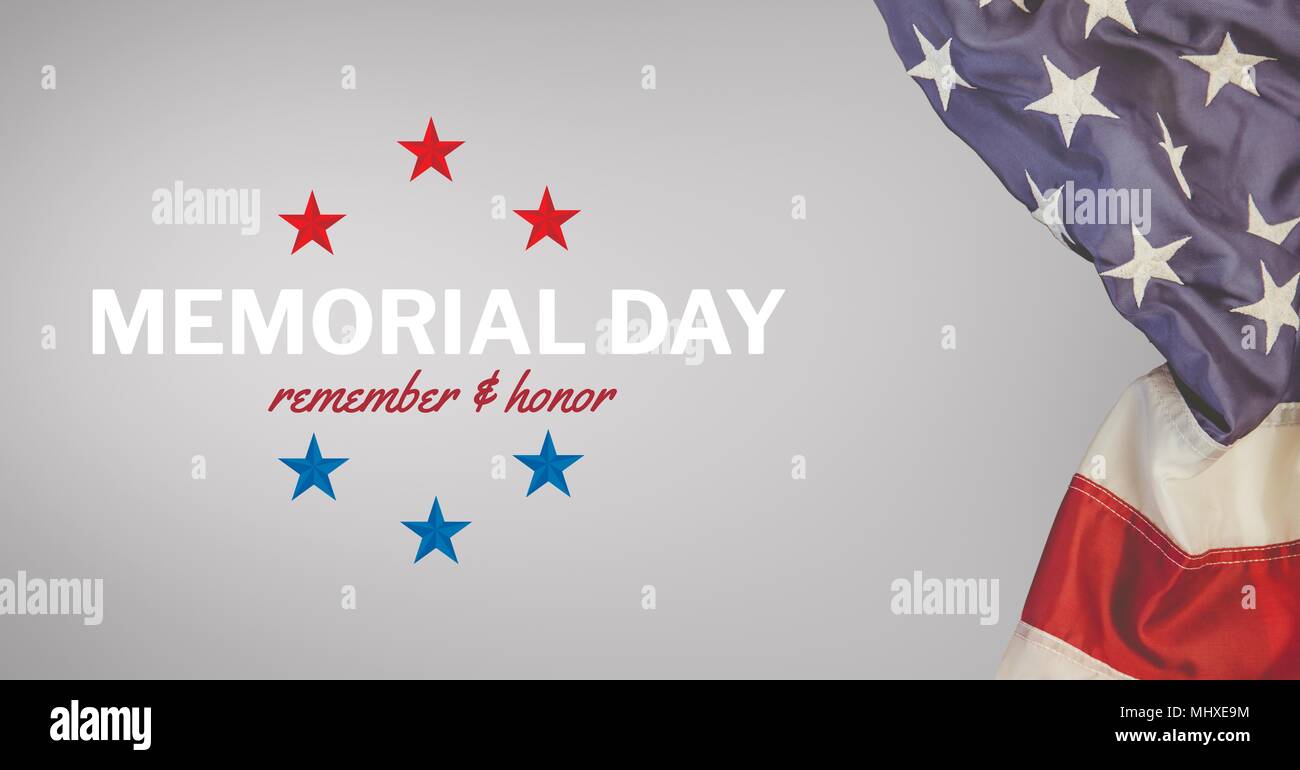 Memorial day text with USA flag Stock Photo - Alamy