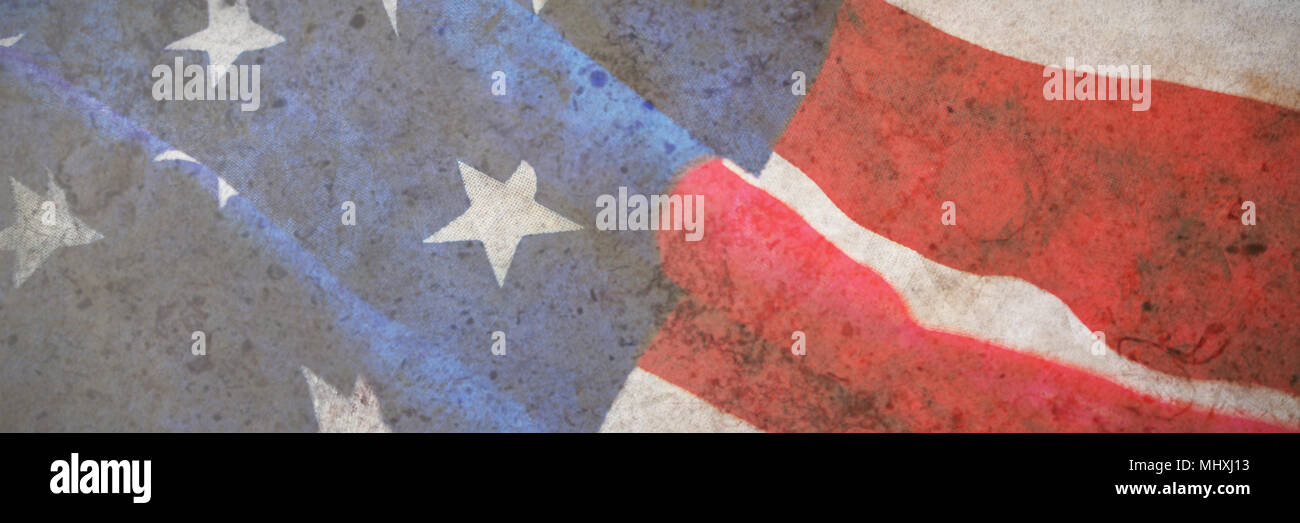 American flag on wooden table Stock Photo