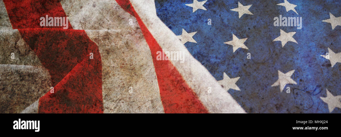 Close-up of crumbled American flag Stock Photo