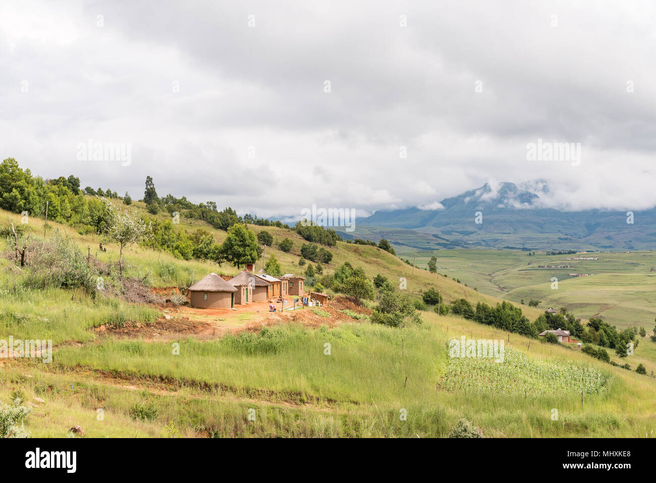 WINTERTON, SOUTH AFRICA MARCH 18, 2018 A farm landscape with houses
