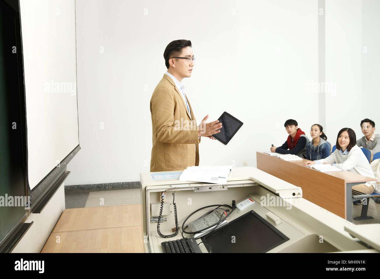 the-teacher-and-students-in-the-class-stock-photo-alamy