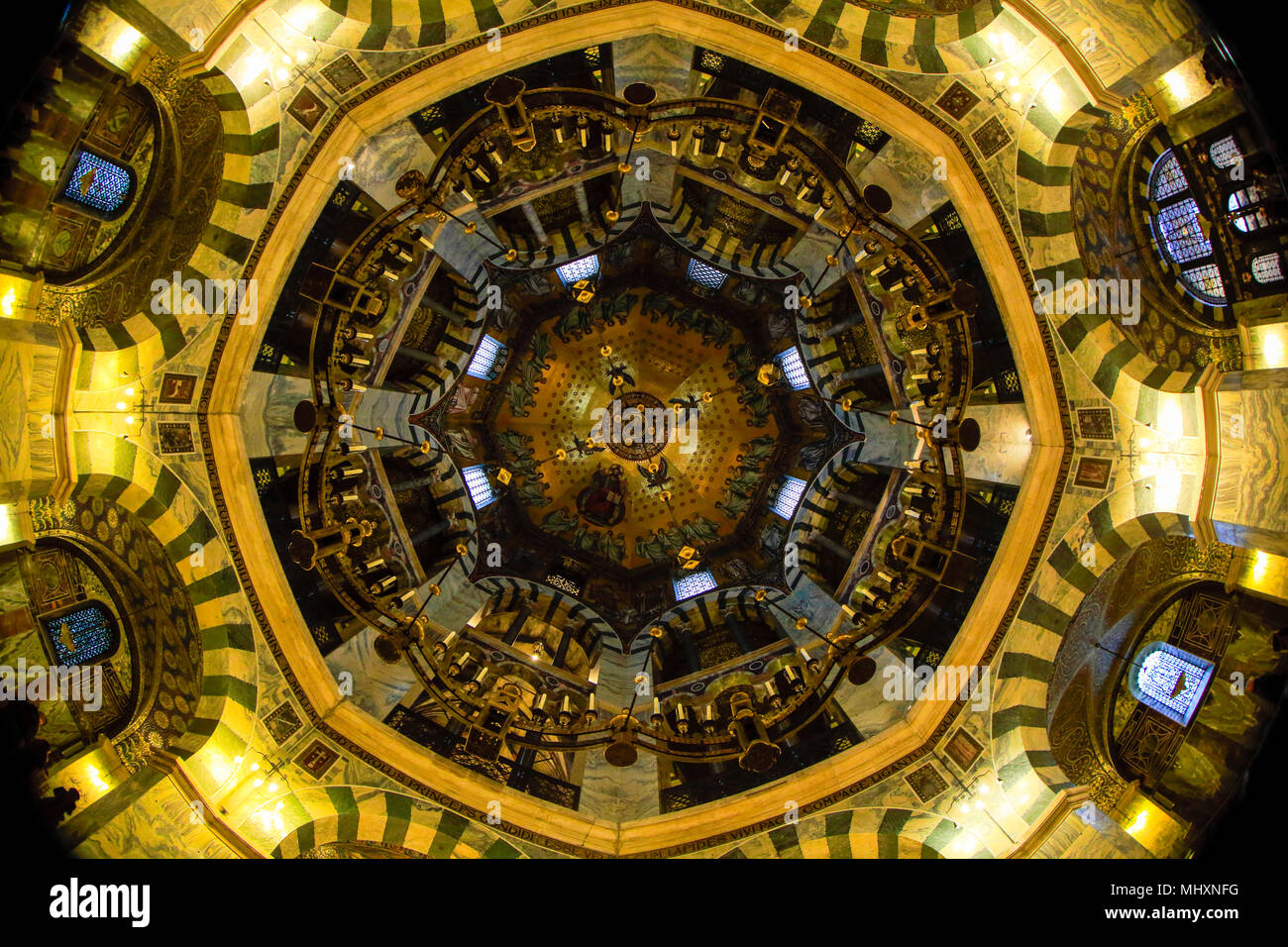 Inside view of the Aachen cathedral, a UNESCO World Heritage site in Aachen, Northrhine-Westfalia, Germany. Stock Photo