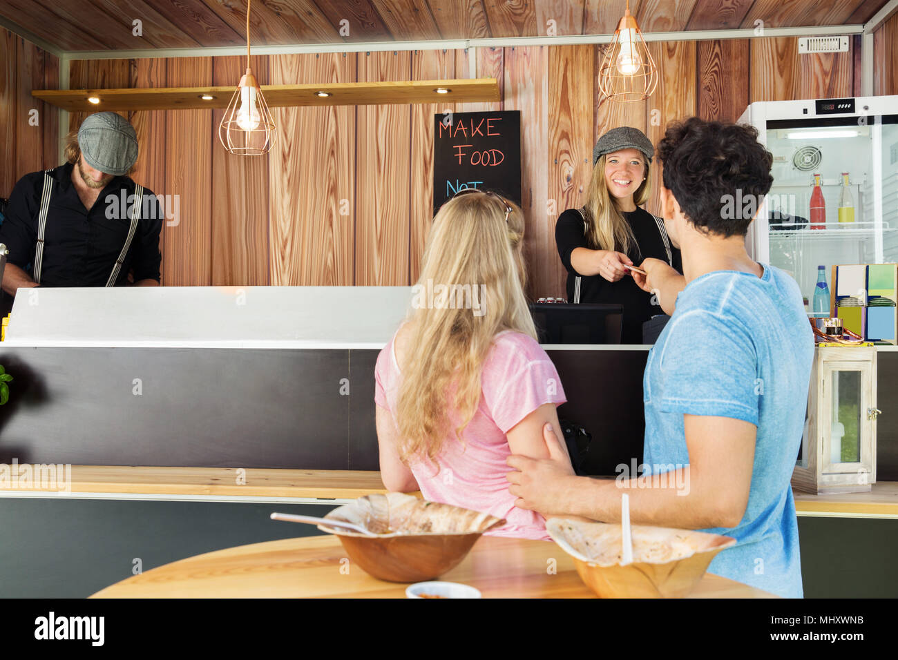 Customers Paying At Food Truck Stock Photo 183143783 Alamy