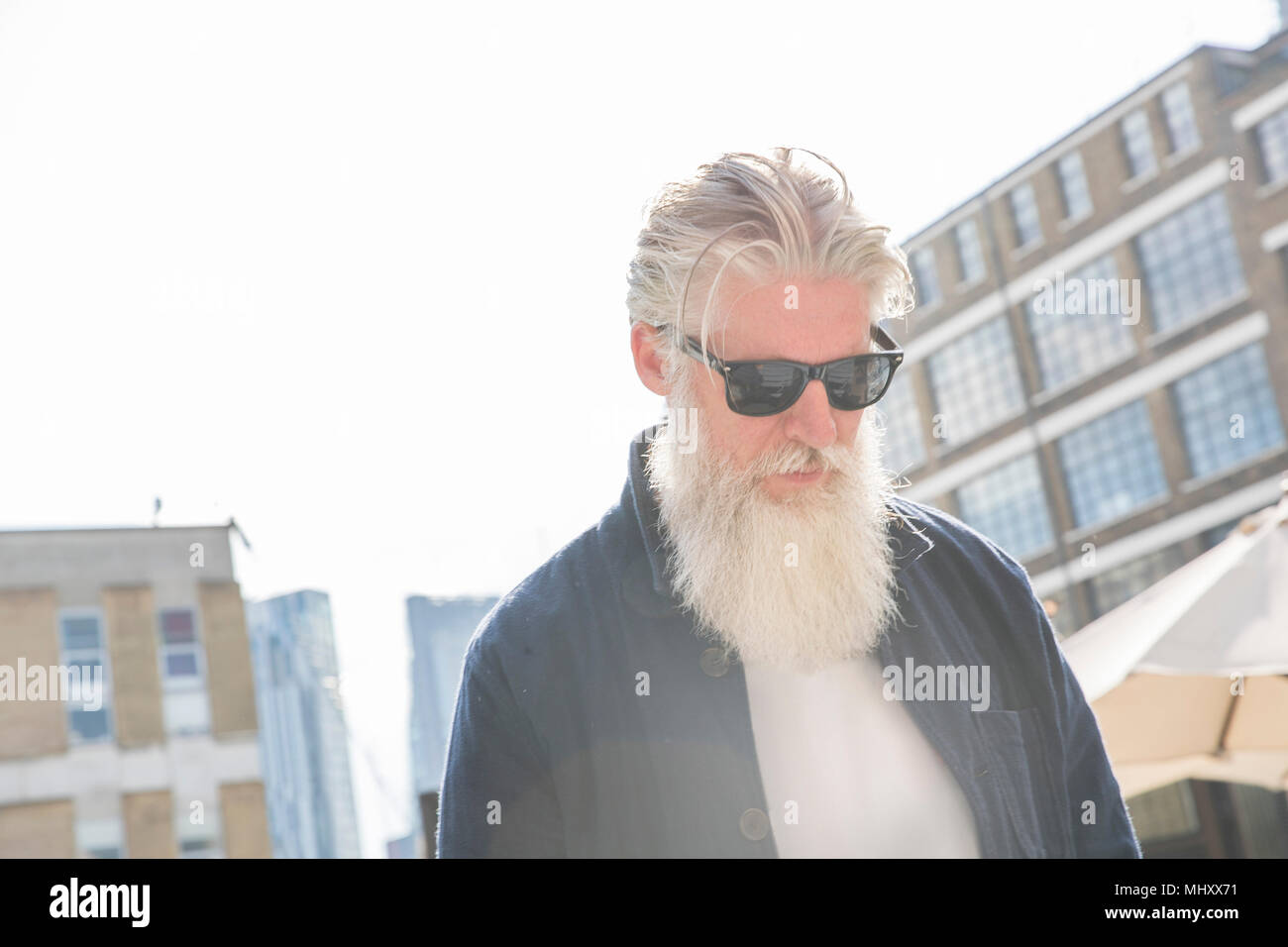 Bearded man with sunglasses, London, UK Stock Photo