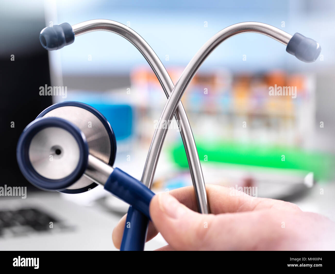 Cropped view of doctor holding stethoscope Stock Photo