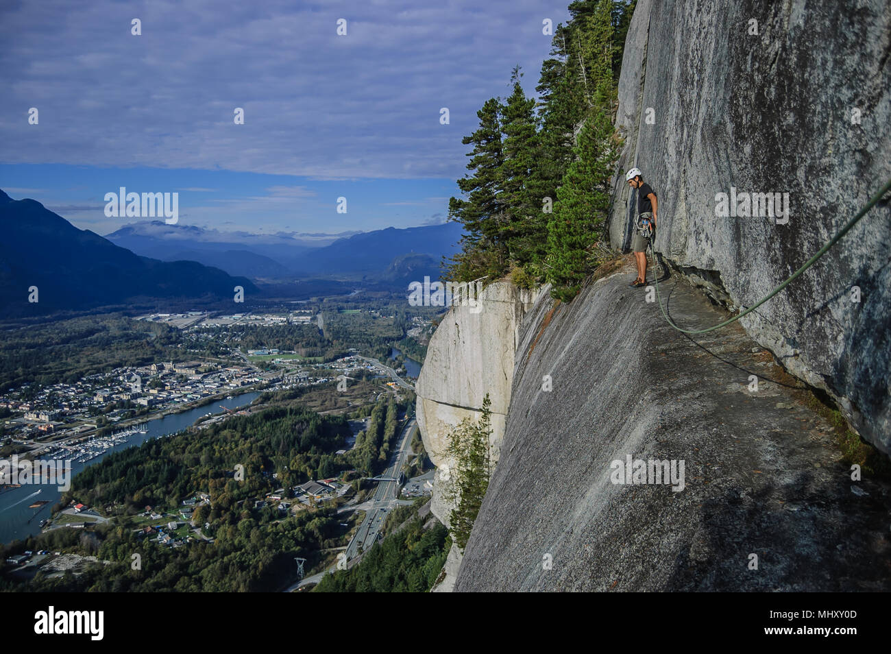 Man trad climbing at The Chief, Squamish, Canada Stock Photo Alamy