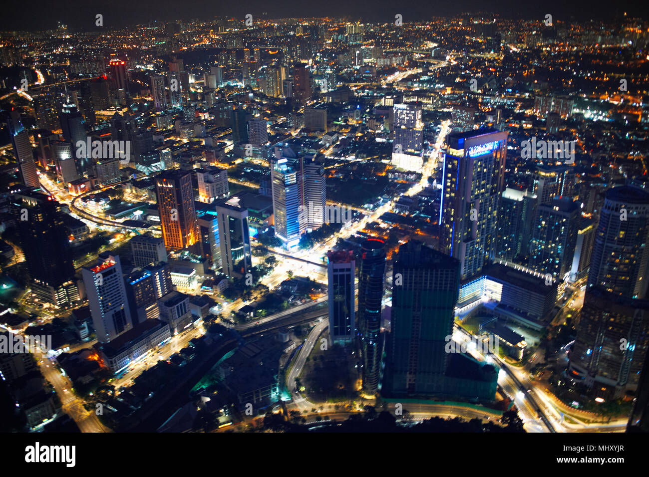 Cityscape Illuminated At Night High Angle View Kuala Lumpur Malaysia Stock Photo Alamy