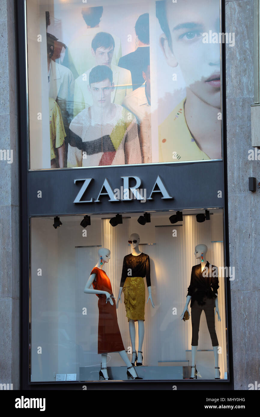 Valencia People shopping outside Zara store Spain Europe street