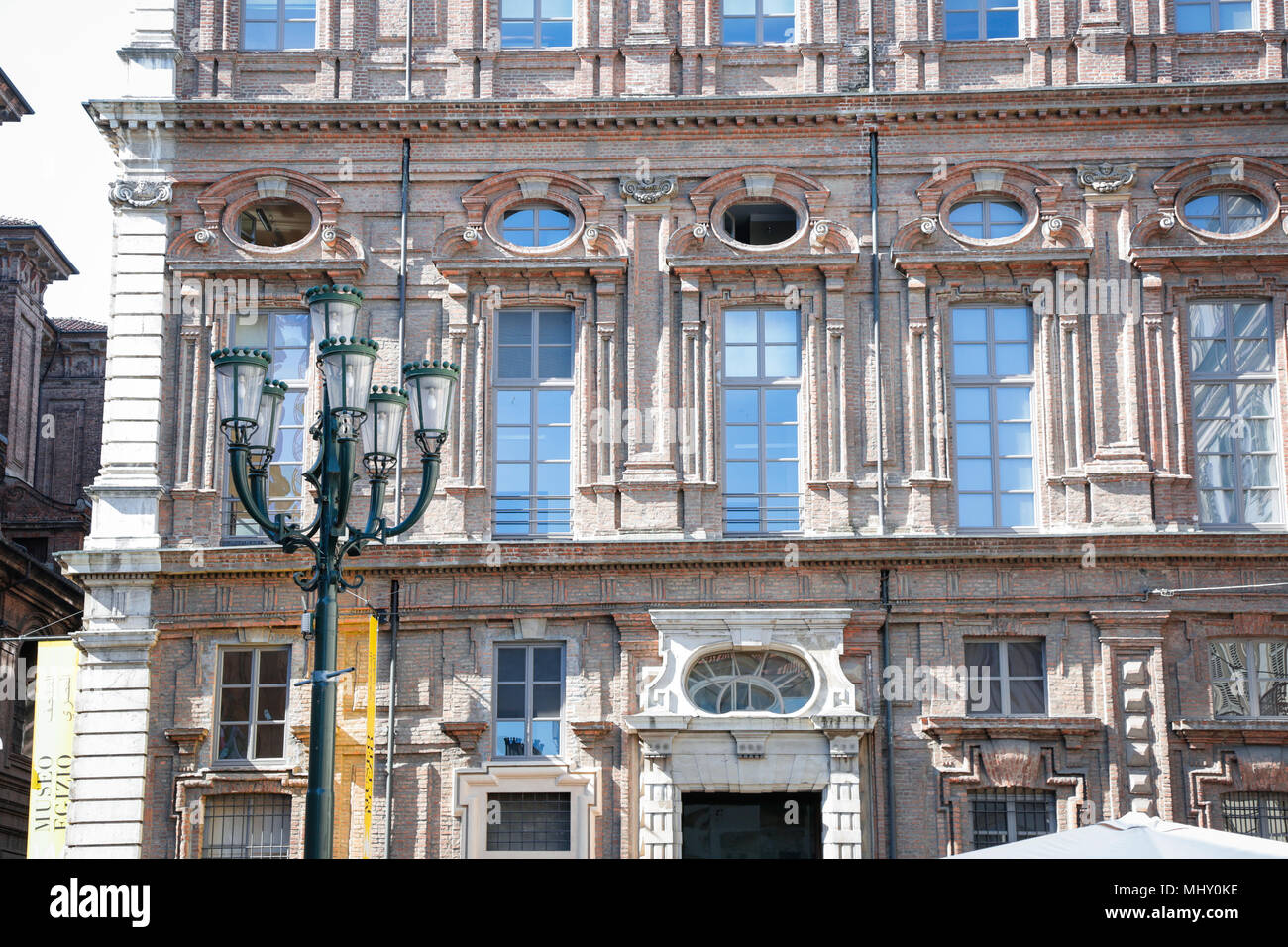 Ristorante del Cambio, opposite Palazzo Carignano, in Turin, Italy Stock Photo