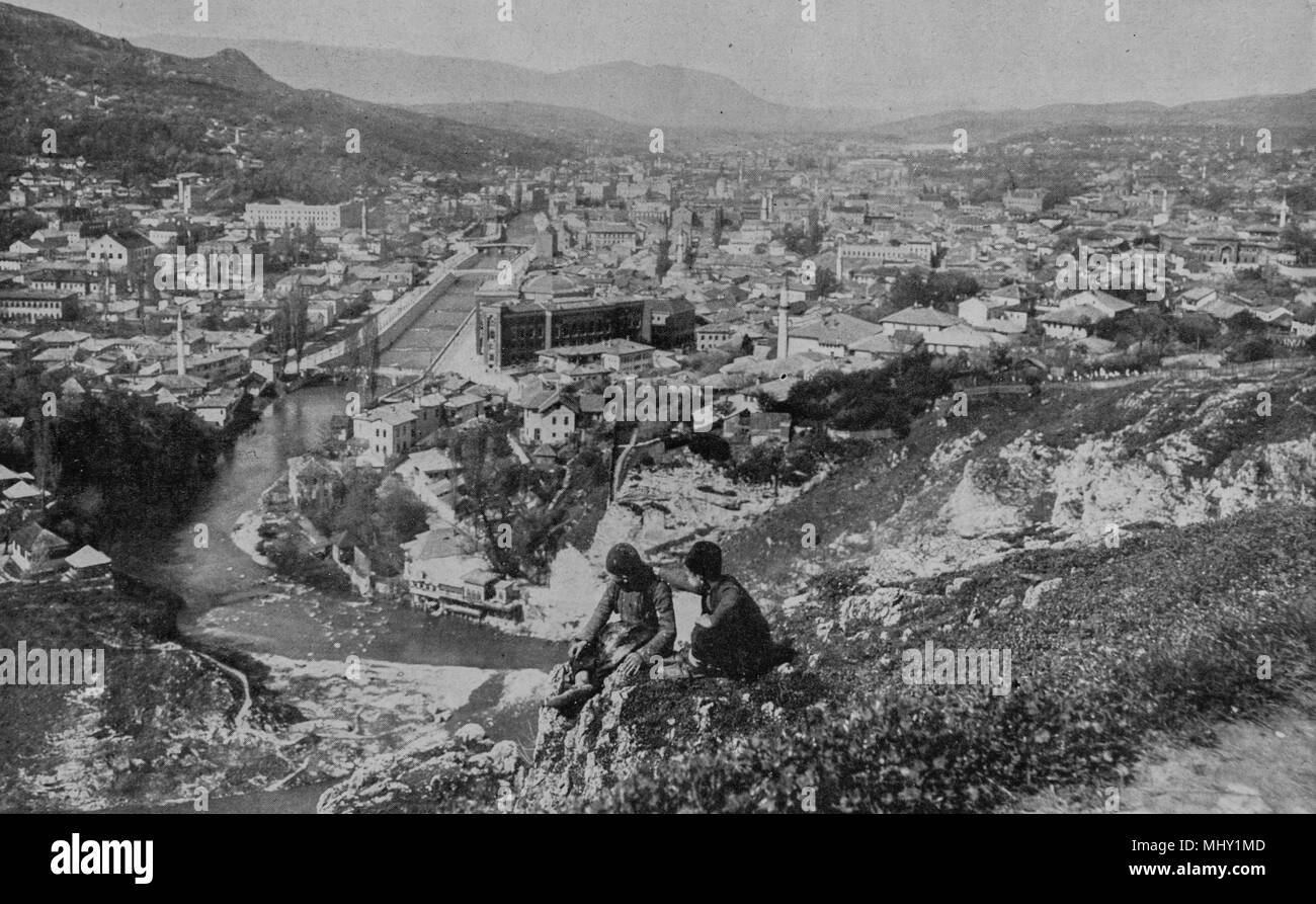 View of Sarajevo in June 1914, Bosnia and Herzegovina Stock Photo