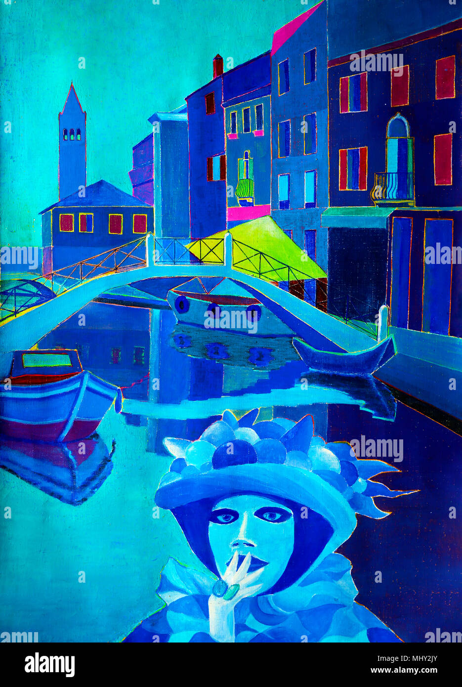 Art painting of Venice and carnival Stock Photo