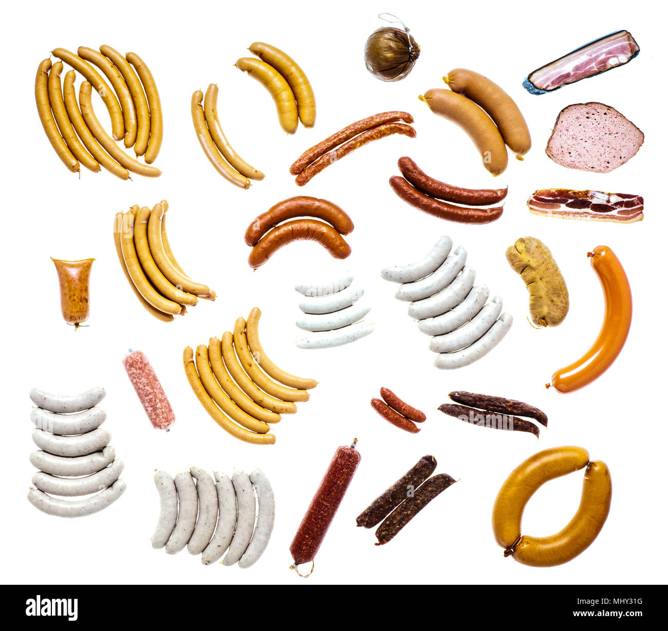 arrangement of sausages and cold meat Stock Photo
