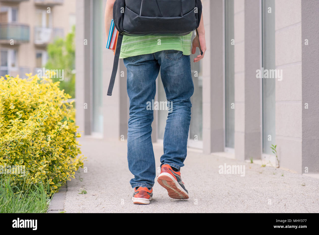 Teen boy back to school Stock Photo