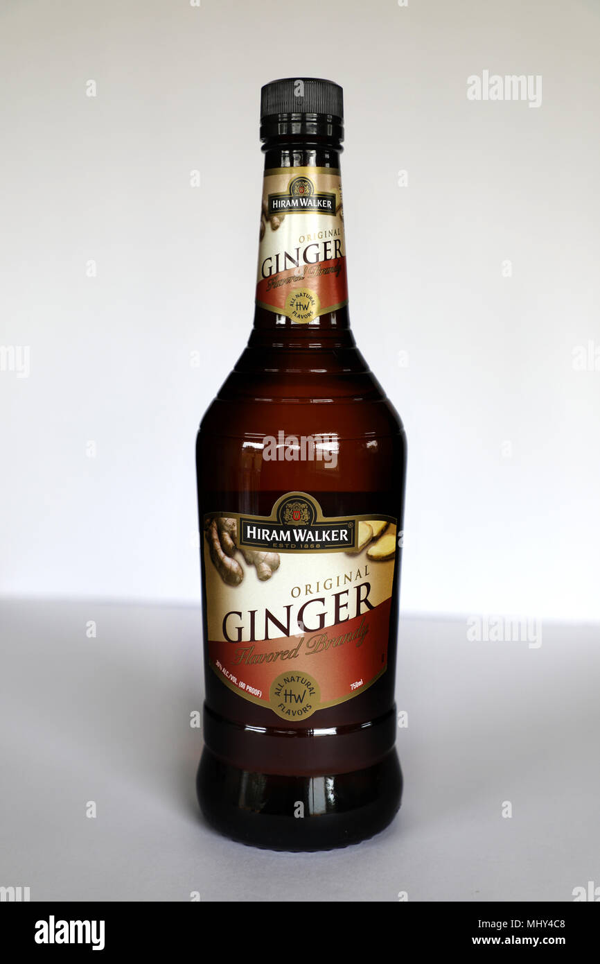 Hiram Walker Ginger Flavored Beverage 30% Alcohol Bottle Stock Photo