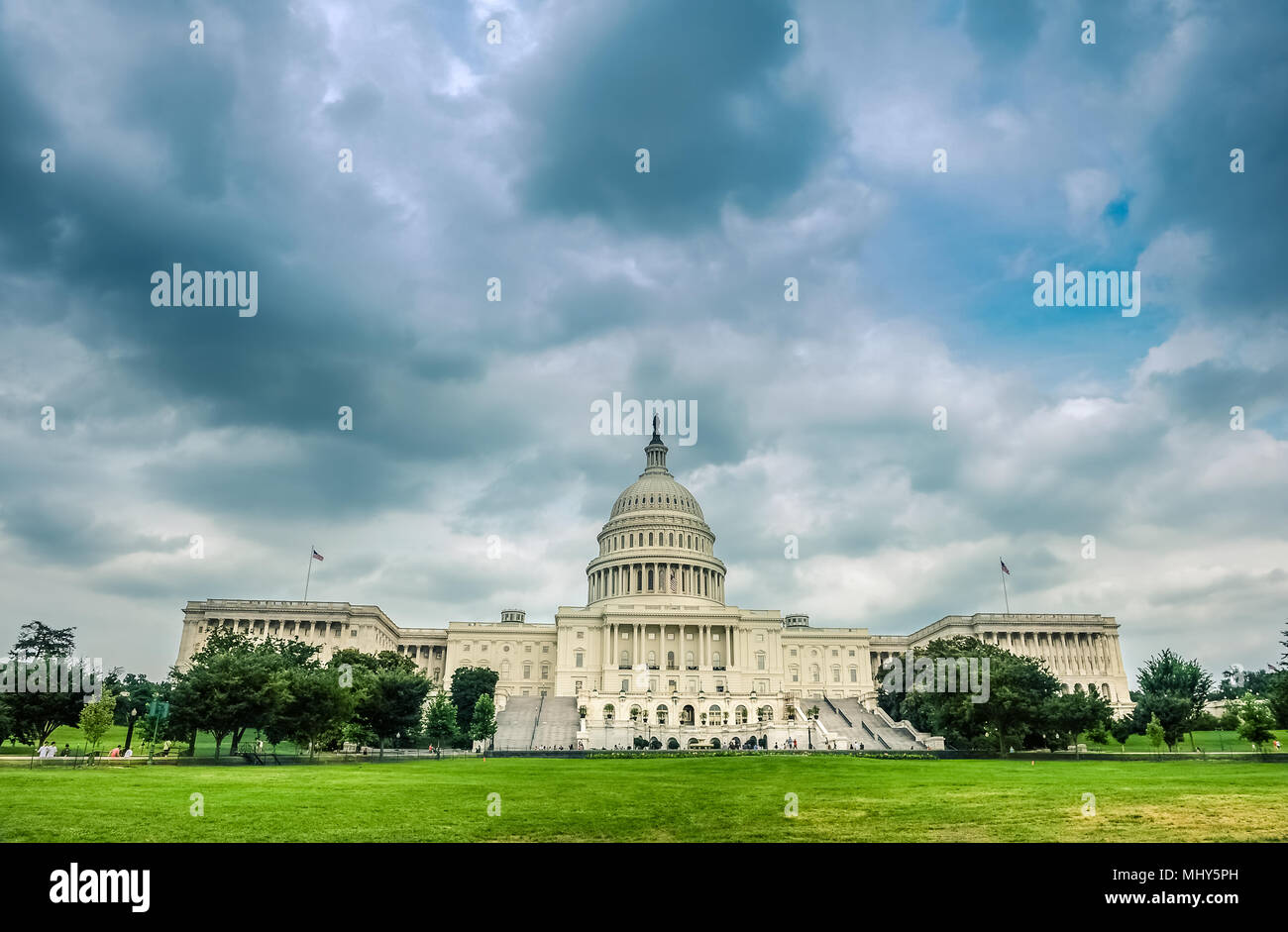 Capitol building in Washington D.C. stormy clouds above. Stock Photo